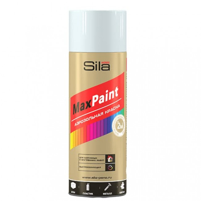 Эмаль аэрозольная (в балончиках) Белый Глянцевый RAL9003 520мл Sila Home Max Paint