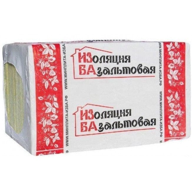 Теплоизоляция "ИЗБА" Лайт, базальтовая 50мм 1000х600 (30кг/куб.м, 0,24м3, 8матов - 4,8м2)