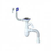 Сифон для мойки 3 1/2*40 c нос, Круг и Прямоуг перелив, с г/т 40*40*50, B427 (винт, шток, руч -латунь) UNICORN