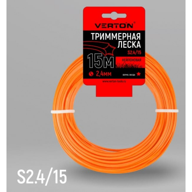 Триммерная леска 2.4 мм; 15 м; Звезда, нейлон, S 2.4/15 VERTON GARDEN