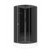 Душевая кабина 90х90х218см D-S Simple V1.2 99 Низкий поддон, Черные стенки, стекло тонированное, 1 дверь