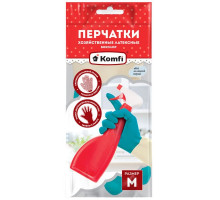 Перчатки хозяйственные латексные M Удлиненные БИКОЛОР, бежевый+бирюзовый, 1 пара Komfi BICOLO6