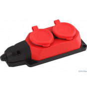 Колодка ОУ двойная 2 гн. с загл. каучук 2P+E 1x16А 220-240V красн. IP44 РП 16-232 Витебск