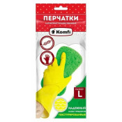 Перчатки латексные хозяйственные L Komfi желтые DGL018P