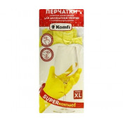 Перчатки латек. хозяйст XL, Для деликат. уборки с х/б напыл. Komfi DGL019L
