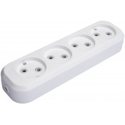 Колодка для удлинителя 4-местн б/з 10А 220В, 3.5кВт (белая, корп. PS) 1519 UNIVersal