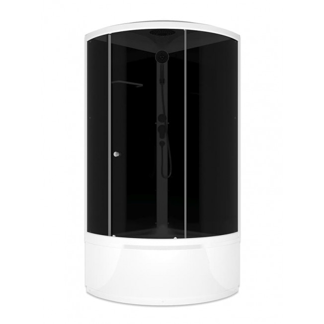 Душевая кабина 90х90х218см D-S SimpleV1.2 high с крышей, Высокий поддон, Черные стенки, стекло Тонированное